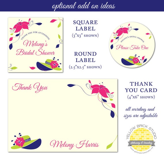 big hats and fascinators custom bridal shower invitation