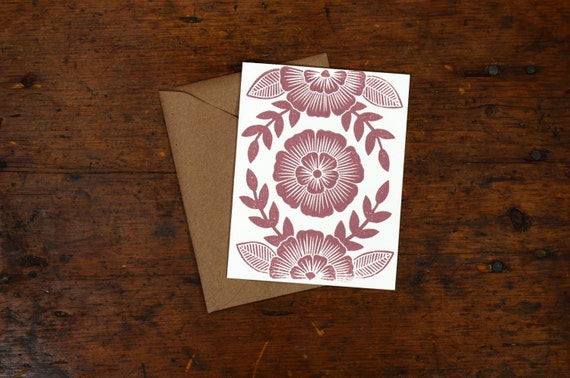 Set of Six Block Printed Cards by ShopKatharineWatson on Etsy