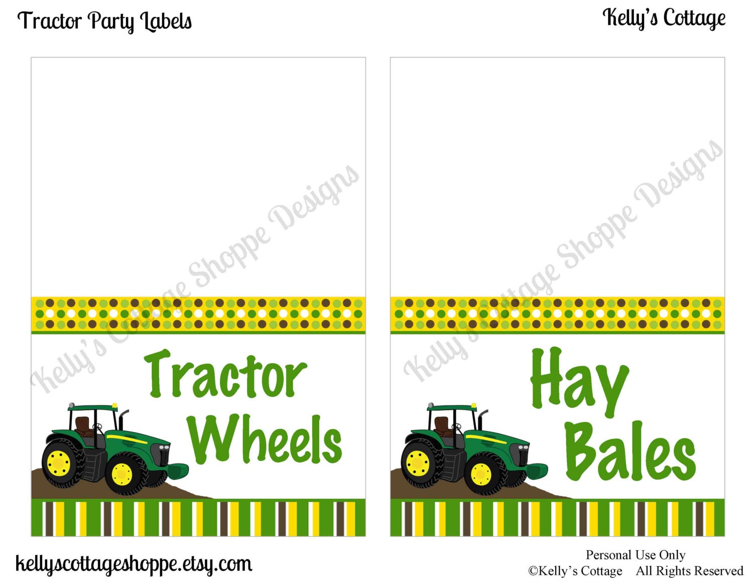 Tractor Birthday Party Labels Instant by KellysCottageShoppe