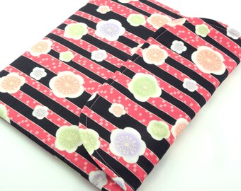 SALE iPad 4 Sleeve,iPad 3 Case,Kimono Padded Tablet case Flap Closure Cotton Fabric plum blossoms pink