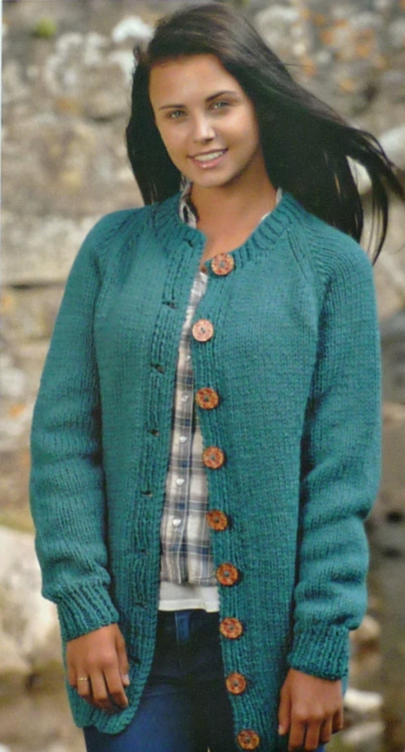 Womens Knitting Pattern W5745 Ladies Long Sleeve Round Neck Jacket Knitting P...