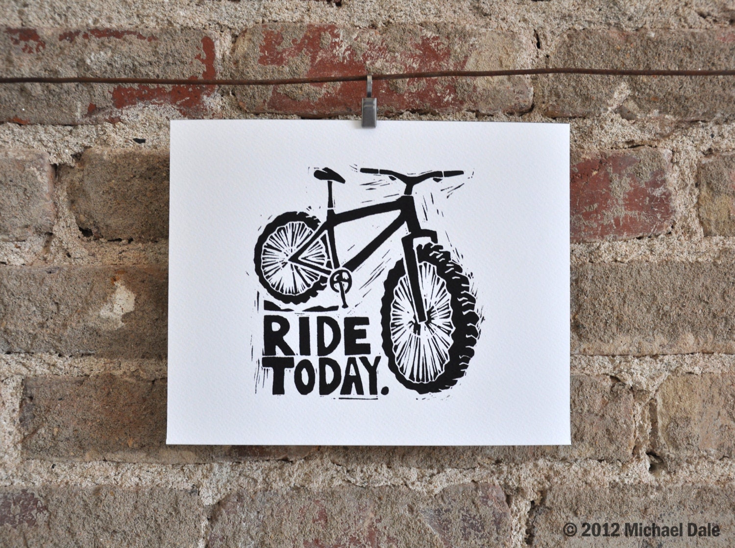 Mountain Bike Art Giclée 8x10 Print Ride Today Trail Ride