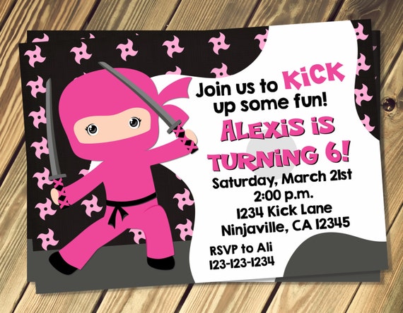 Ninja Girl Birthday Invitations 3