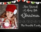 Red and Green Christmas Card - Chalkboard Bunting Photo Christmas Card - Holiday Card Printable Il_170x135