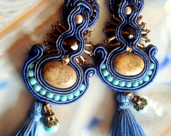 Boucles d'oreilles ethnique bleu L'odyssée