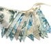 Vintage Retro 'Blue/Ivory Floral' Flag Bunting. Wall hanging, Decoration Banner for Parties, Market Stall Pennant, etc. Upcycled fabric