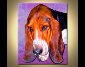 Basset Hound Portrait | Custom Basset Hound Portrait | Basset Hound Painting From Your Photos | Basset Hound Art by Iain McDonald