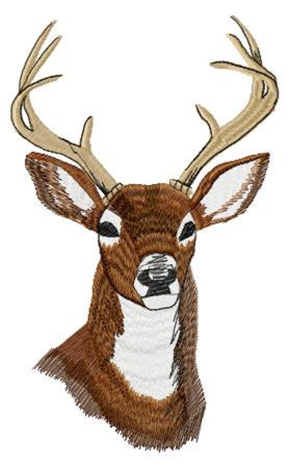 Large Deer Head Embroidery Design Instant by JEmbroiderynApplique