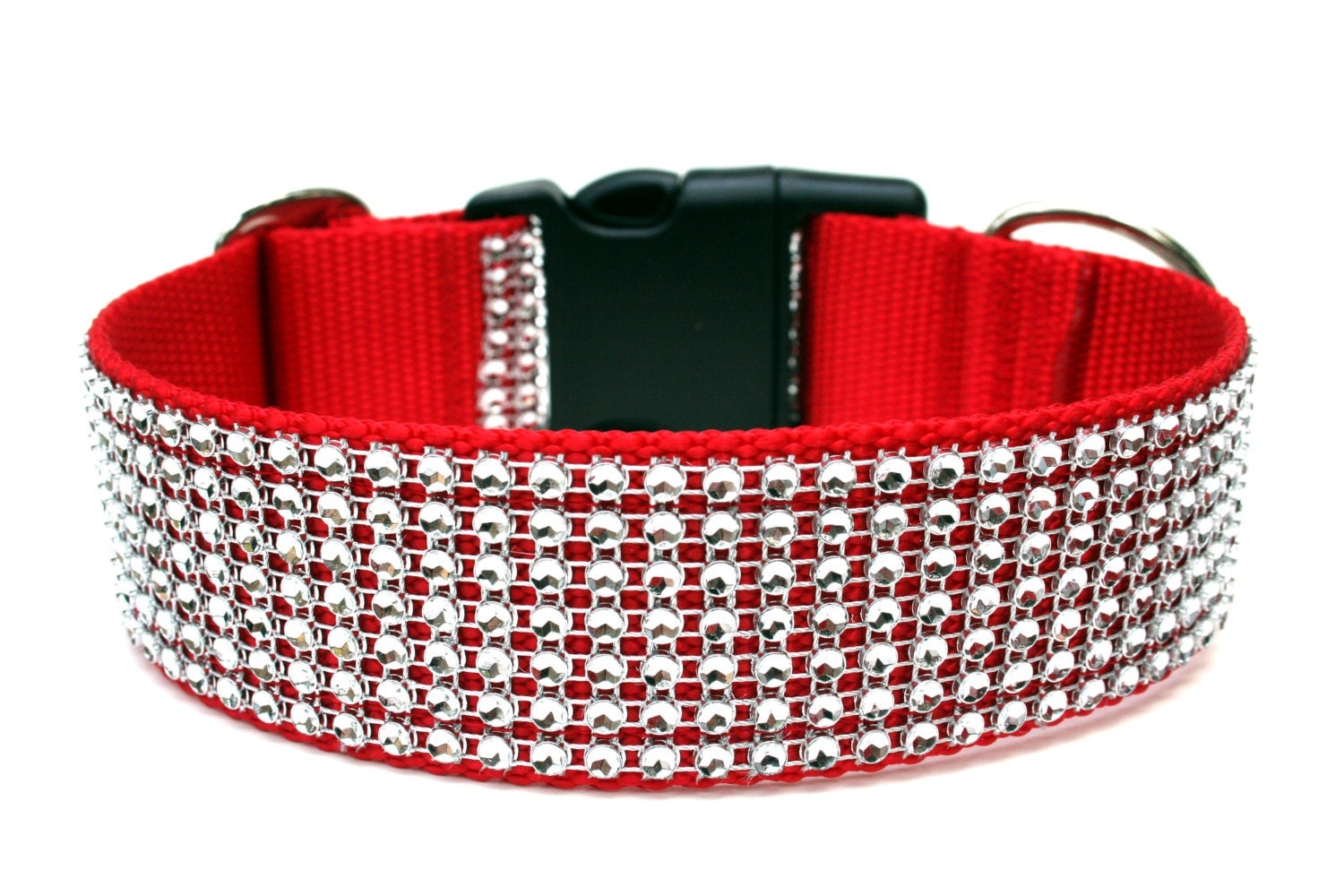 Red Dog Collar 1.5 Rhinestone Dog Collar