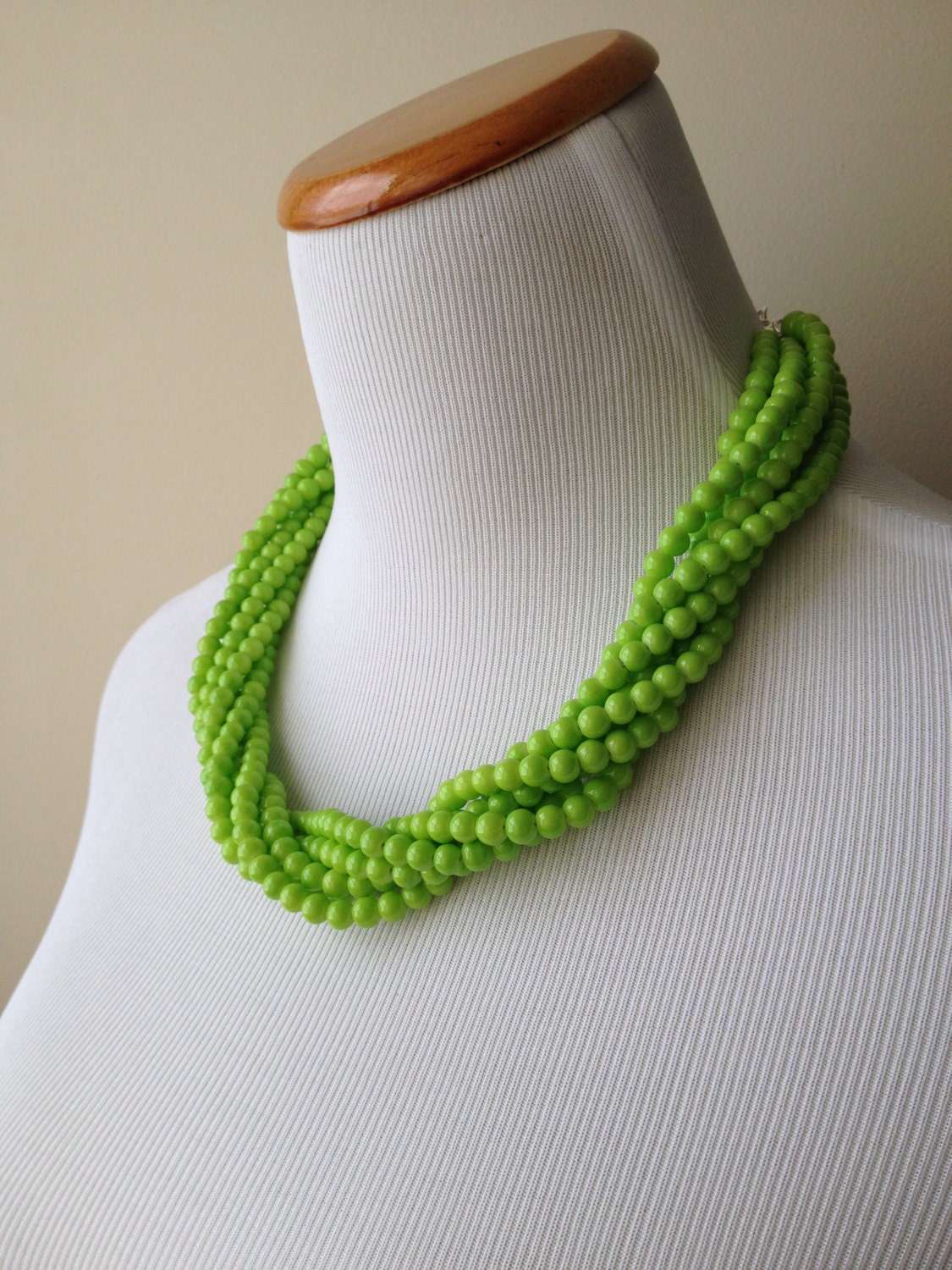 Lime Green Statement Necklace Lime Green Multi Strand