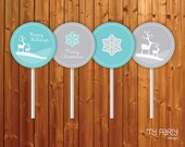 Winter Wonderland Party - PRINTABLE Cupcake Toppers, turquoise and grey, by MyPartyDesign - Instant Download Il_170x135