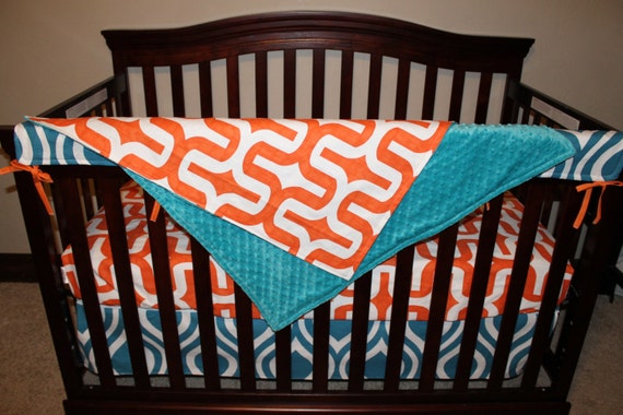 Items similar to Baby Boy Crib Bedding - Orange Embrace ...