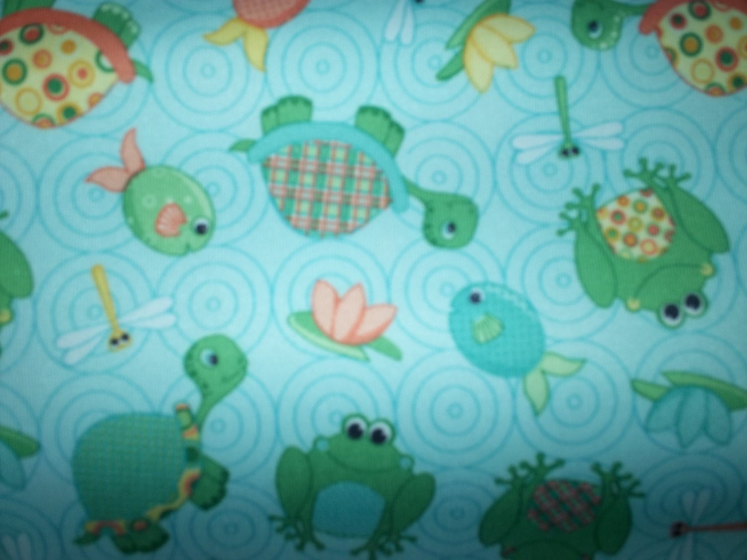 PUL fabric by the yard w/turtles & fish by SoGlad2Sew on Etsy