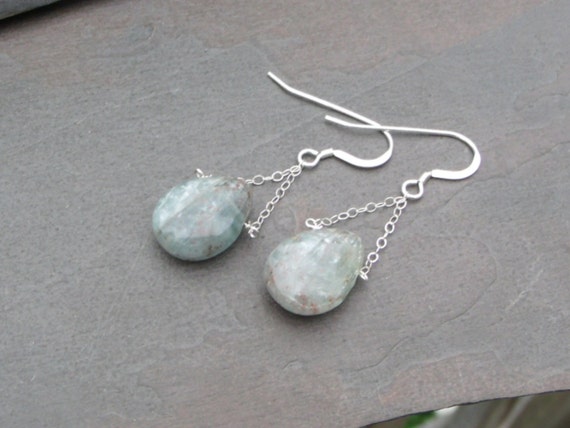 Blue Kyantie and Sterling Silver Earrings by hummingbirdcreation