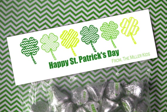 50% OFF St. Patrick's Day Treat Bag Topper, Personalized Treat Bag Topper, Printable Shamrock Bag Topper, DIY Bag Topper, Four Leaf Clover Il_570xn