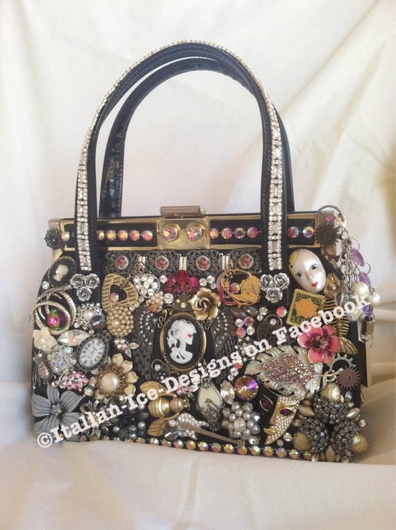 Download Items similar to CUSTOM vintage handbag embellished with ...