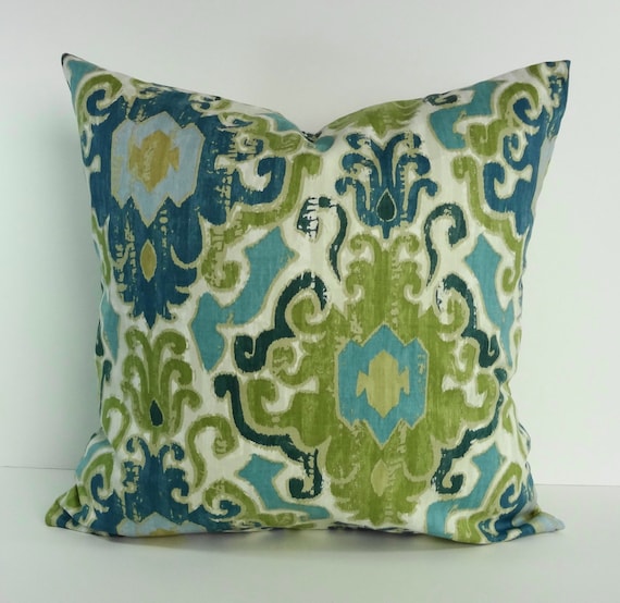 Blue and Green Decorative Pillow Cover Throw Pillow by pillows4fun