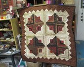 Yummy Cream, Brown and Black old fashioned Log Cabin Quilt