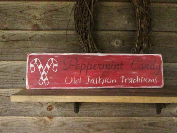 Primitive country Christmas sign candy Christmas peppermint