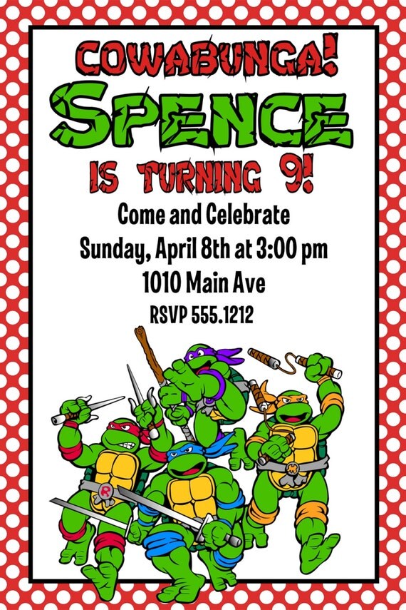 Teenage Mutant Ninja Turtles Invitations 9