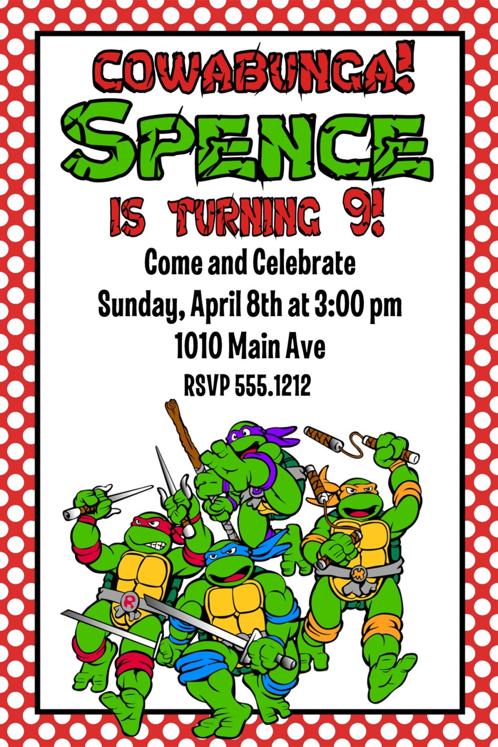 Teenage Mutant Ninja Turtles Party Invitations Free 5