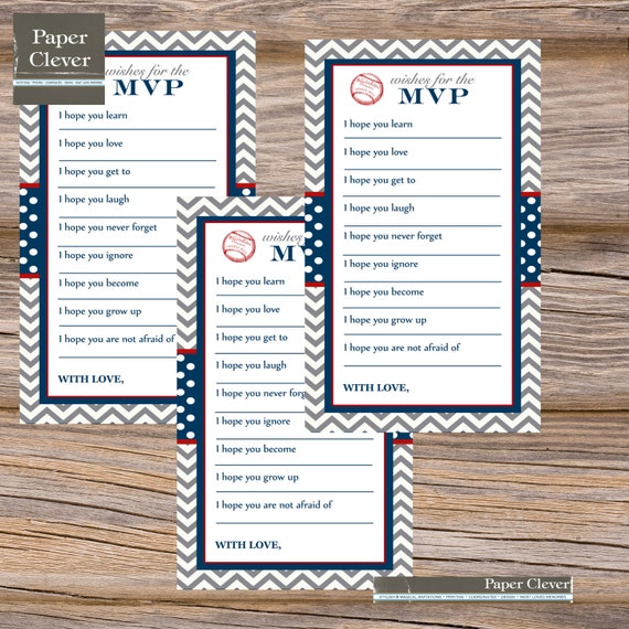 Baby shower well wishes baseball theme, vintage,chevron -instant download, printable, digital Il_570xn