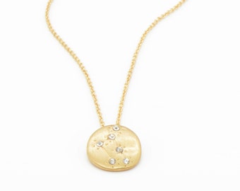 Hand Made LIBRA Zodiac Sign Constellation Necklace 18K Gold Plated Constellation Necklace Libra Star Sign Charm Zodiac Charm Small (N007)
