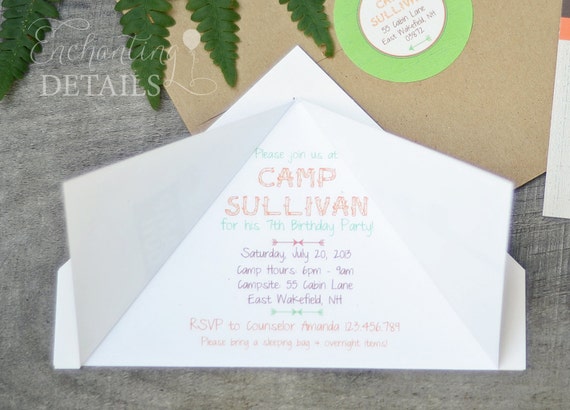 INSTANT DOWNLOAD Camping Tent Printable Birthday Invitation- DIY/Customize in Adobe Reader Il_570xn