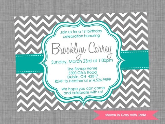 Printable Birthday Party Invitation - Birthday Themed Chevron Invite - Colors and Text Customizable Il_570xn