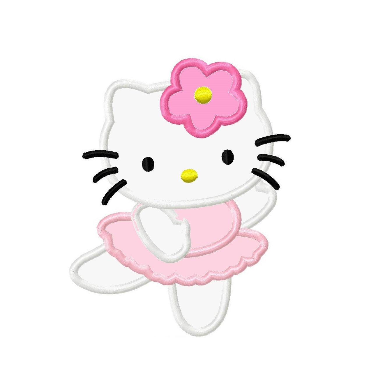 Kitty Ballerina Applique Embroidery Design 4x4 by AppliqueCandy