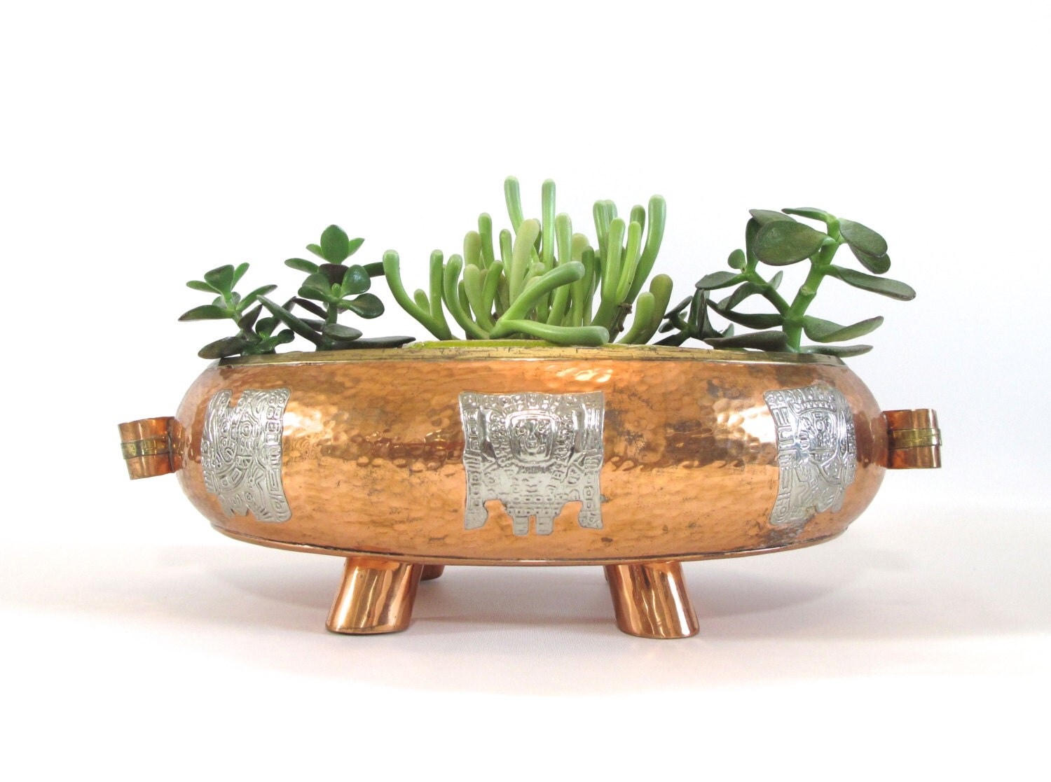 Vintage Hammered Copper Planter
