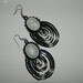 Native American made Agate Cabochon and Beaded Earrings in Black and White