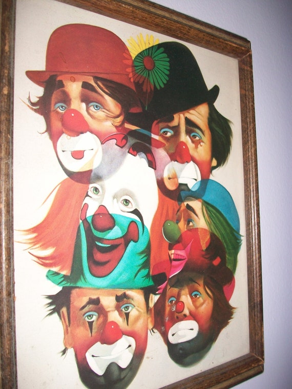 Items similar to Chuck Oberstein Framed Clown Art Print on Etsy