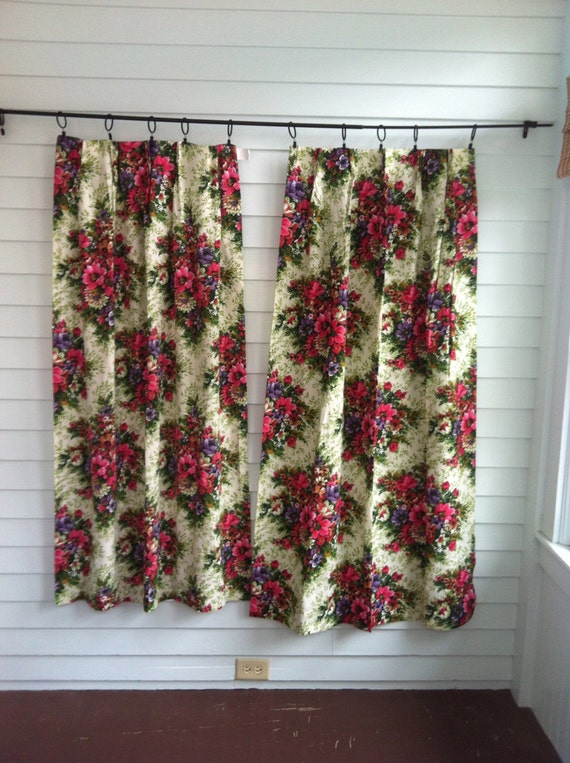 Vintage Floral Curtains Vintage Lady Sandra Curtain Pair