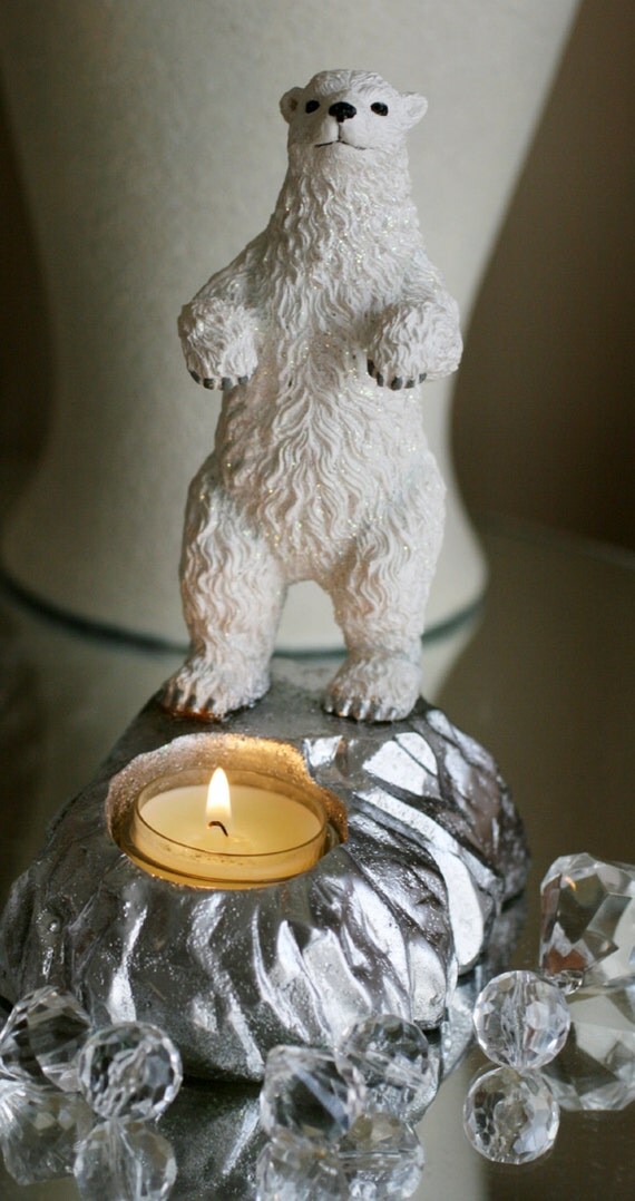 Clearance Sale....Polar Bear Candle Holder Polar Bear by AbateArts