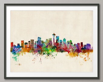 Seattle Skyline, Seattle Washington Cityscape Art Print (531)