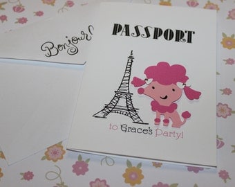 Pink Poodle in Paris Passport Invitations