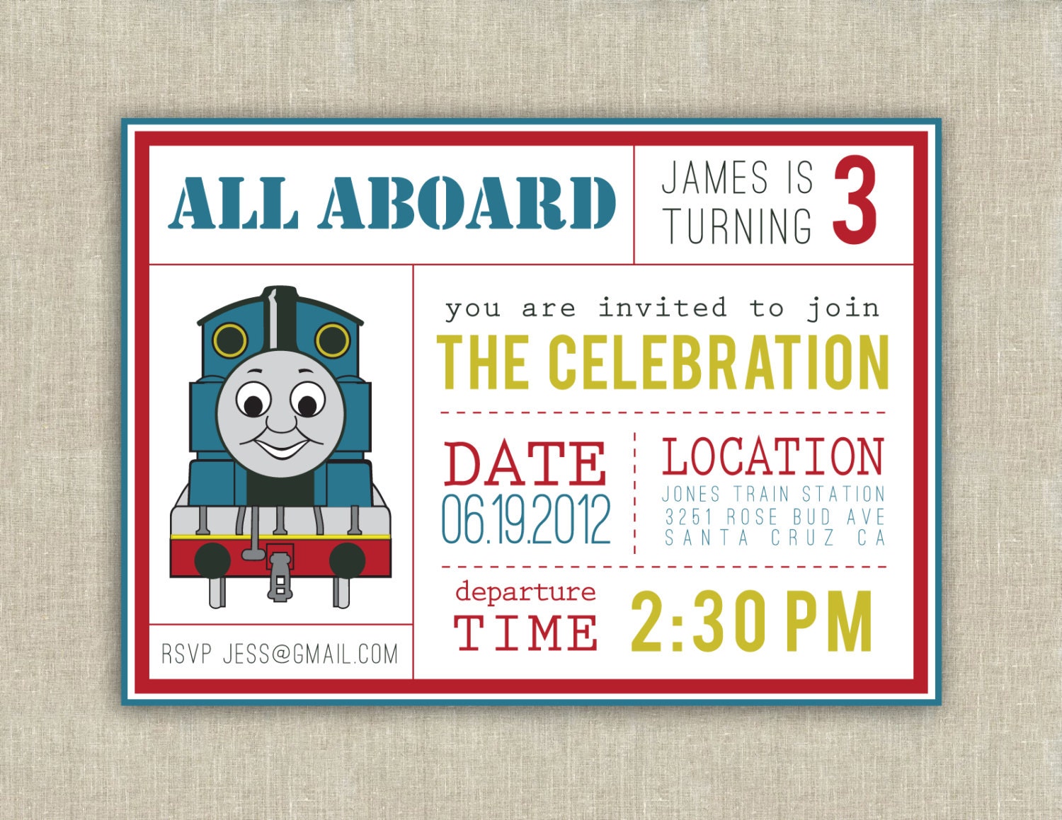 Thomas The Train Invitations Birthday Party 1