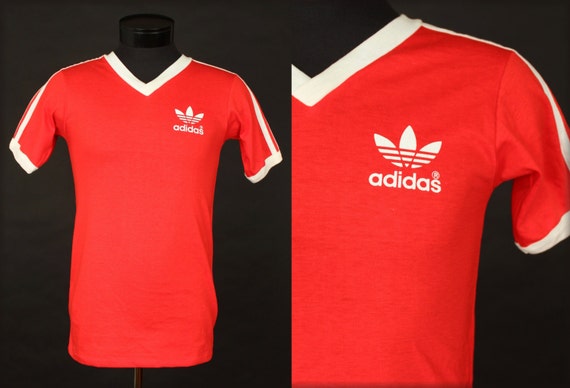 Deadstock ADIDAS T Shirt Ringer Red White 70's 80's