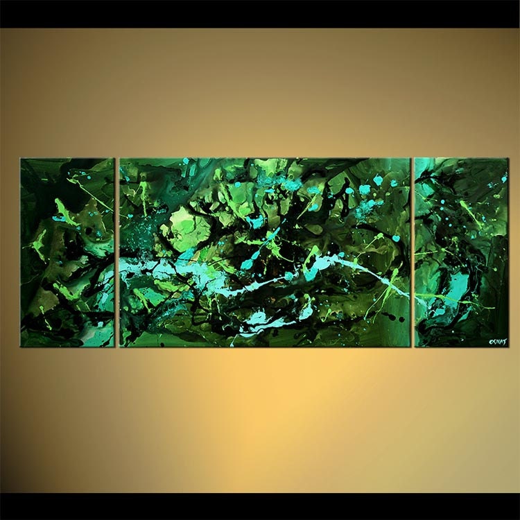 Green Abstract Painting Original Wall Decor Painting On