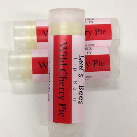 Lip Balm Wild Cherry Pie One Tube Beeswax Lip Salve by LeesBeesNJ