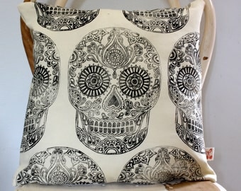 Sugar Skull Halloween Hand block printed scatter decorative cushion cover