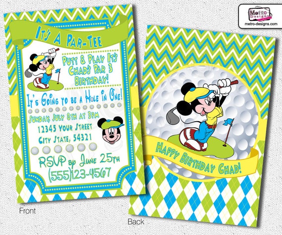 Mickey Mouse Golf Invitations - Digital File Il_570xn