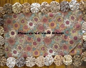 Primitive Candle Mat, Yo Yo Runner, Table Cloth, Farmhouse Decor, Colonial Style Linens, Pioneer Home Accents