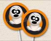 Ghost Orange Halloween Cupcake Toppers for use with 2 inch circle punch - DIY Printable Orange Black Il_170x135