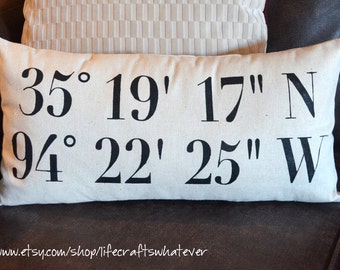 Black text coordinates decorative pillow 12x22 with insert