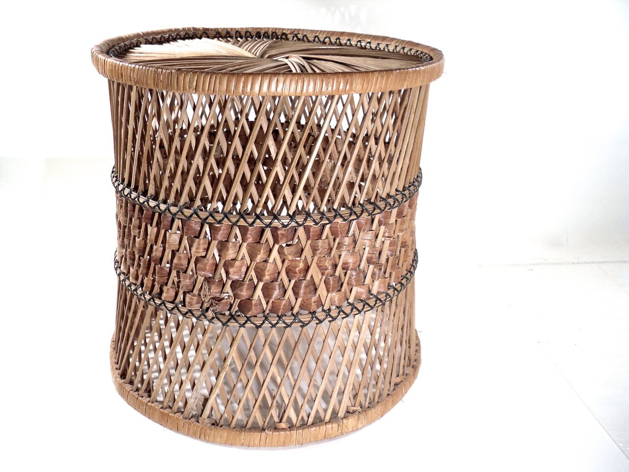 Wicker Side Table Rattan Drum Table