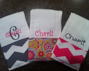 Burp Cloths for Girls-Set of 3