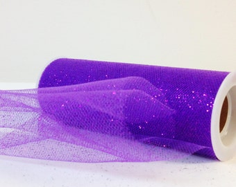 Purple Glitter Tulle Roll 6"x10 yard- Purple Tulle Spool-Glitter Tulle Fabric-Tutu Glitter Tulle- Wedding Glitter Tulle