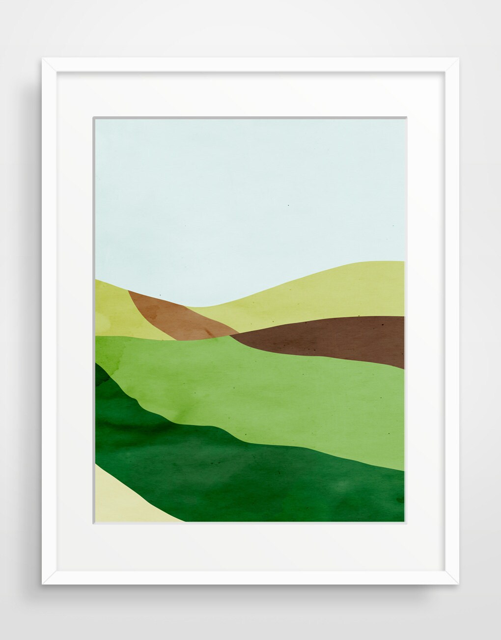 Green Abstract Landscape Giclee Art Print Large Wall Art